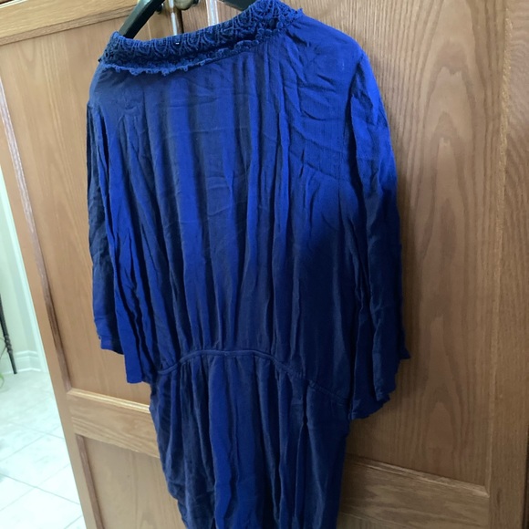 LUCKY & COCO Romper Rich blue with beautiful lace trim. Deep V neckline. - Picture 4 of 7